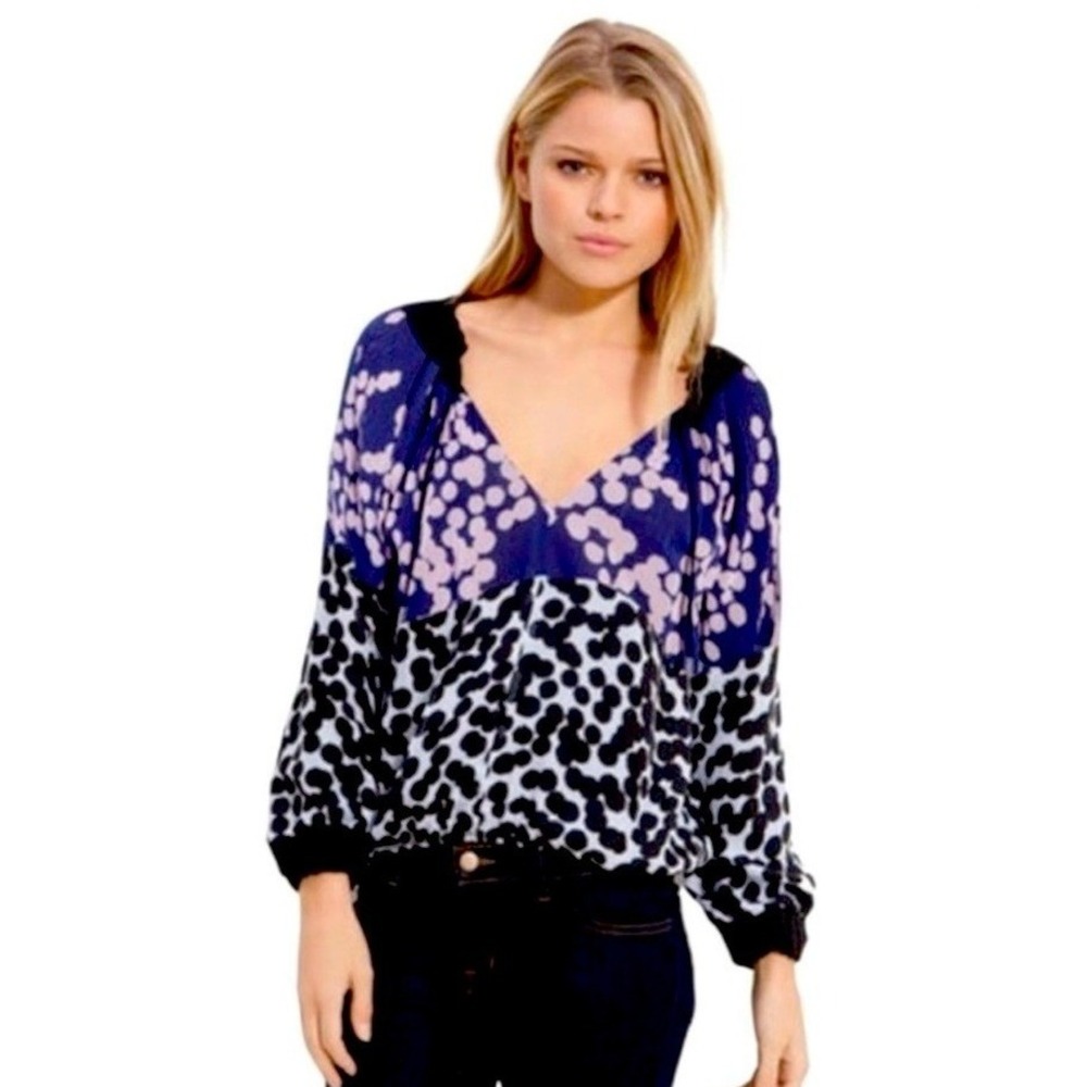 Diane‎ Von Furstenberg DVF Mikono Blouse Size 6 Long Sleeve Chiffon Top
